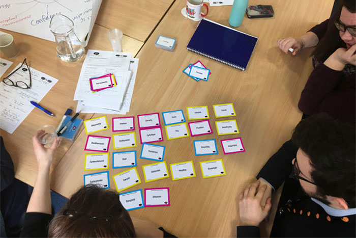School classroom using Meee Values Cards as part of exercise